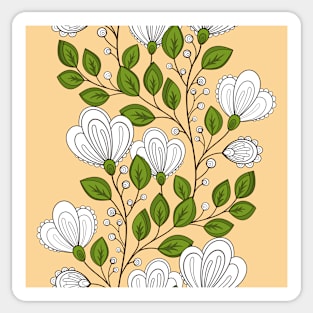 Colored Striped Pattern with Vintage Floral Motifs Sticker